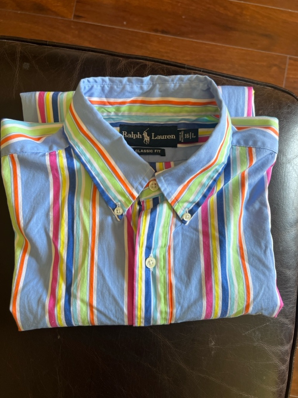 Ralph Lauren Light Blue Multicolor Striped Button-Down Shirt